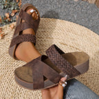 Sandálias Plataforma Femininas | Tiras Entrelaçadas, Estilo Casual