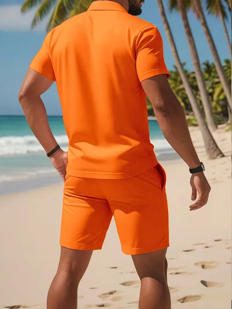 Conjunto de Shorts para Homem | Polo e Calção | Poliéster