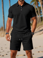 Conjunto de Shorts para Homem | Polo e Calção | Poliéster