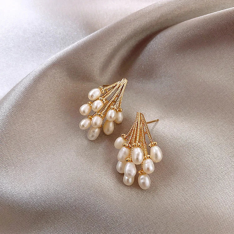 Brincos de Pérola com Franjas | Prata 925 Banhada a Ouro 18K | Delphine