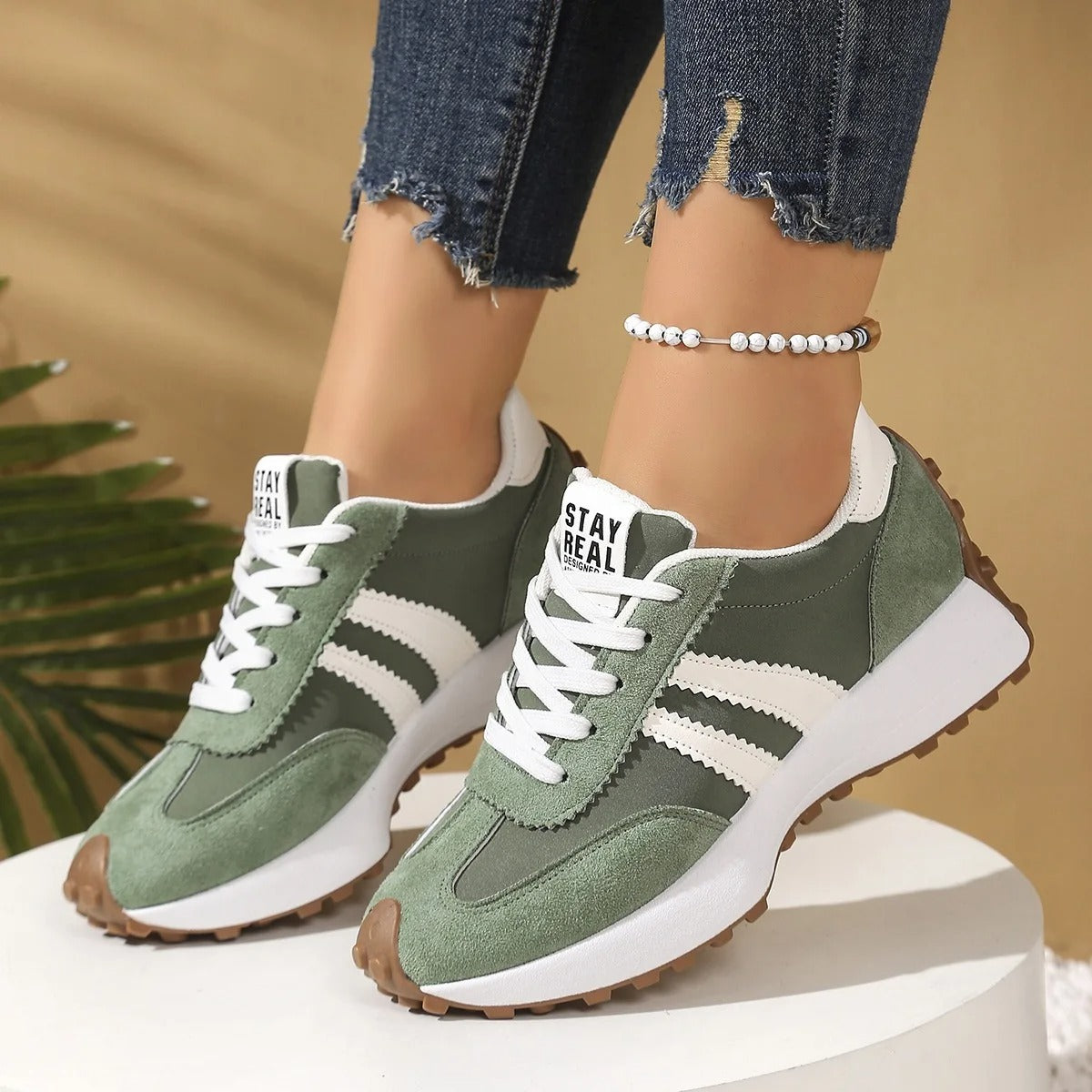 Anouk | Mulher Sneakers Plataforma Chunky Retro com Atacadores