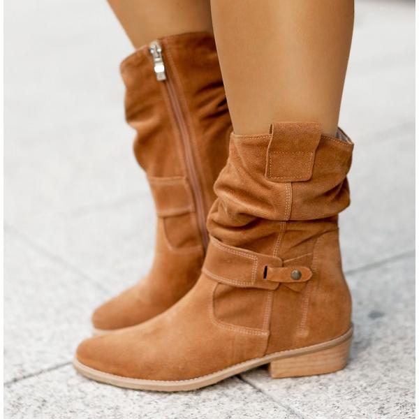 Ondine | Botins Slouch Femininos Bico Redondo com Dobra