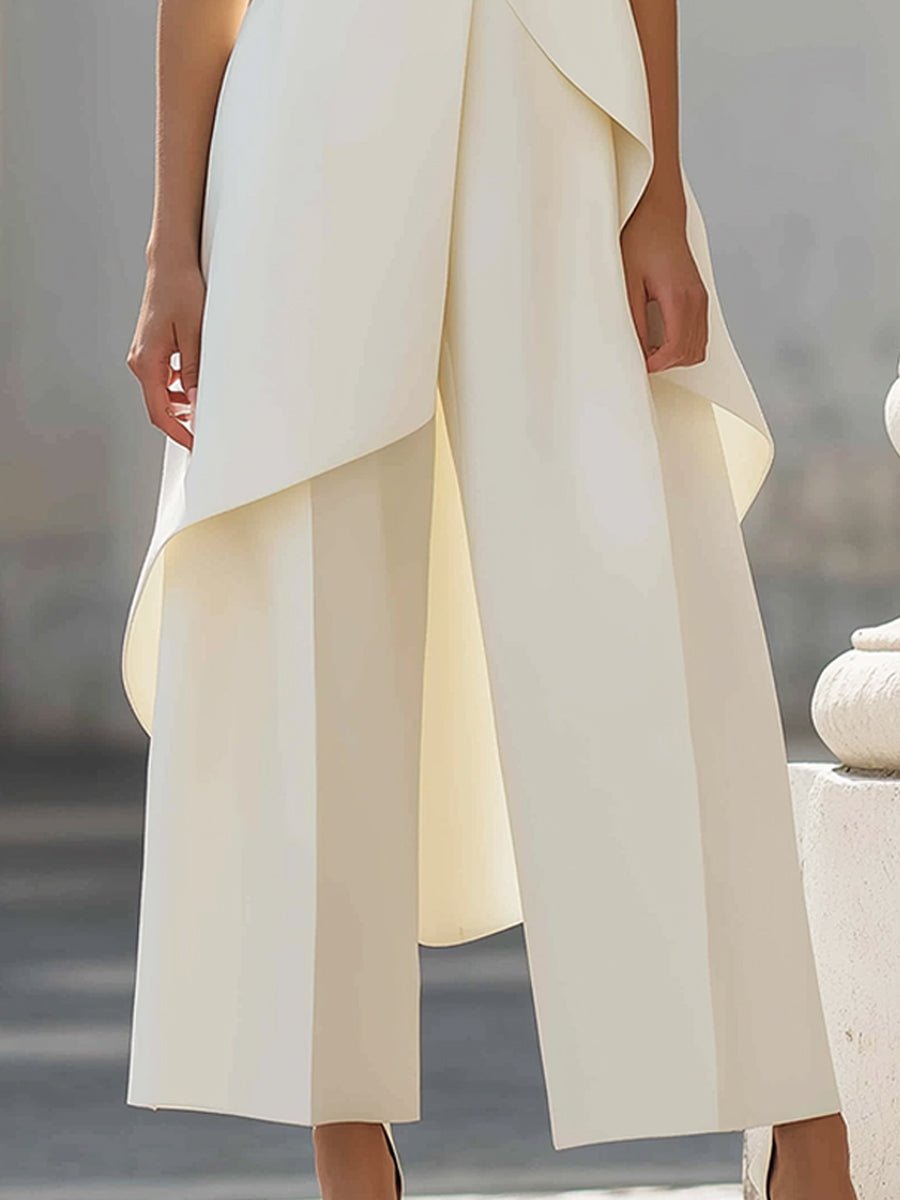 Zelda | Conjunto Feminino 2 Peças Gola Alta Sem Mangas Calça Wide Leg