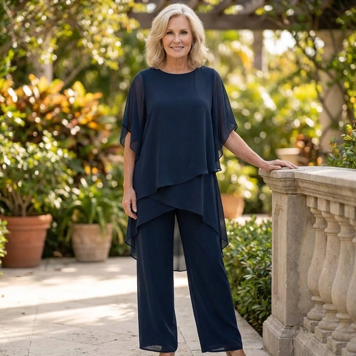 Tamsin | Conjunto Chiffon 2 Peças Feminino Calça e Blusa Sobreposta