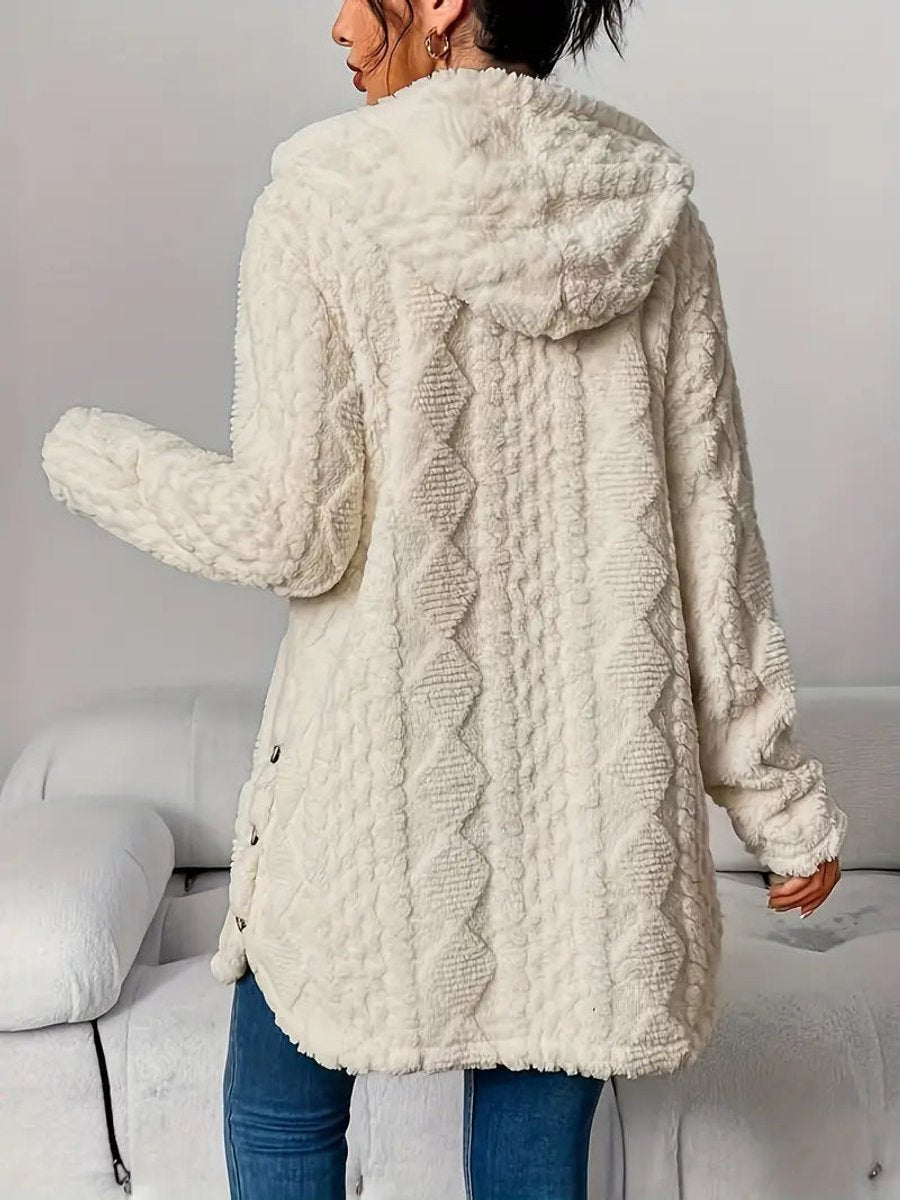 Solene | Mulher Cardigan Peluche Oversized com Capuz