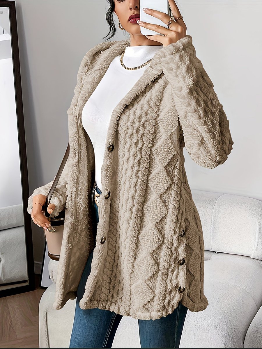 Solene | Mulher Cardigan Peluche Oversized com Capuz