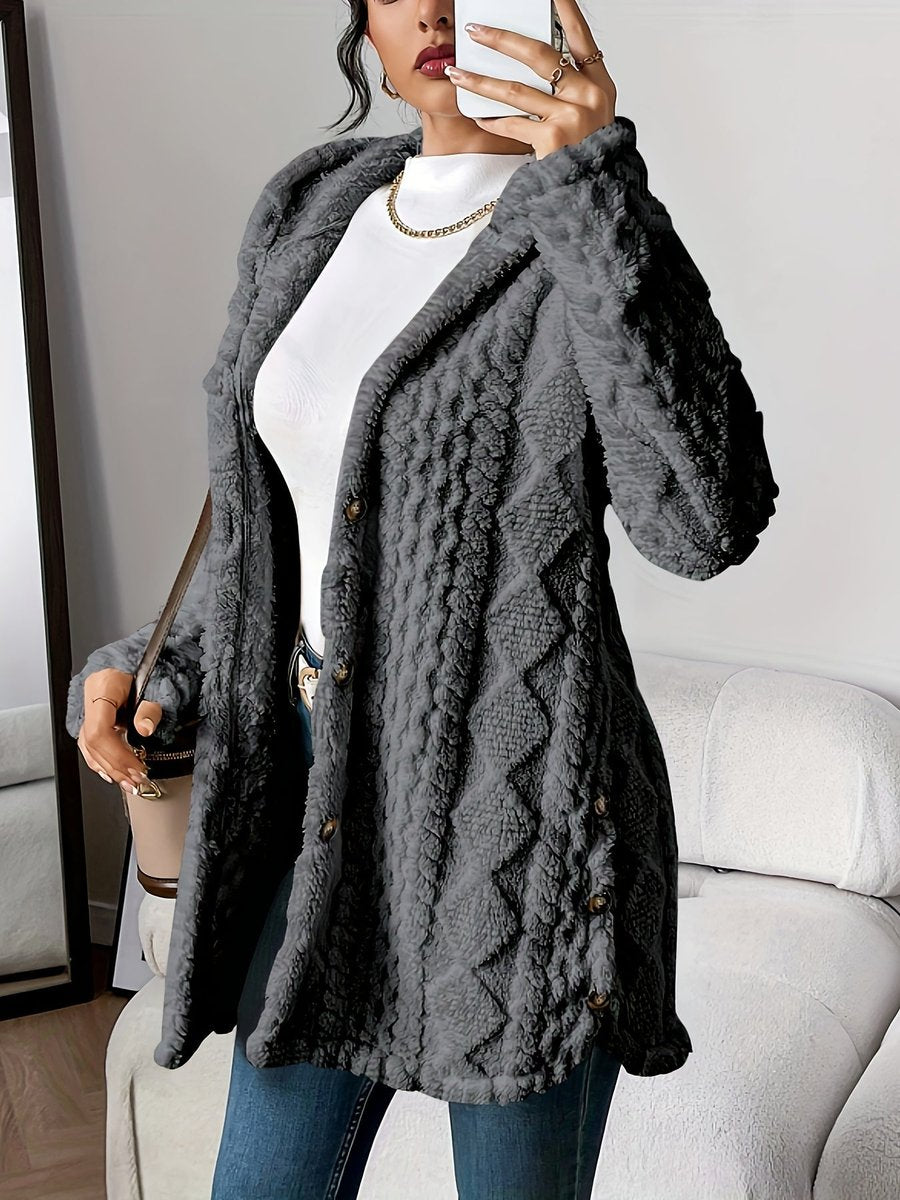 Solene | Mulher Cardigan Peluche Oversized com Capuz