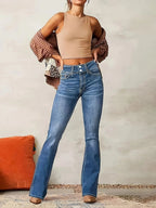 Ottoline | Mulher Jeans Flare Cintura Alta Modelador