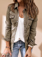 Noor | Mulher Jaqueta Jeans Gola Camisa Bolsos