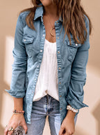 Noor | Mulher Jaqueta Jeans Gola Camisa Bolsos