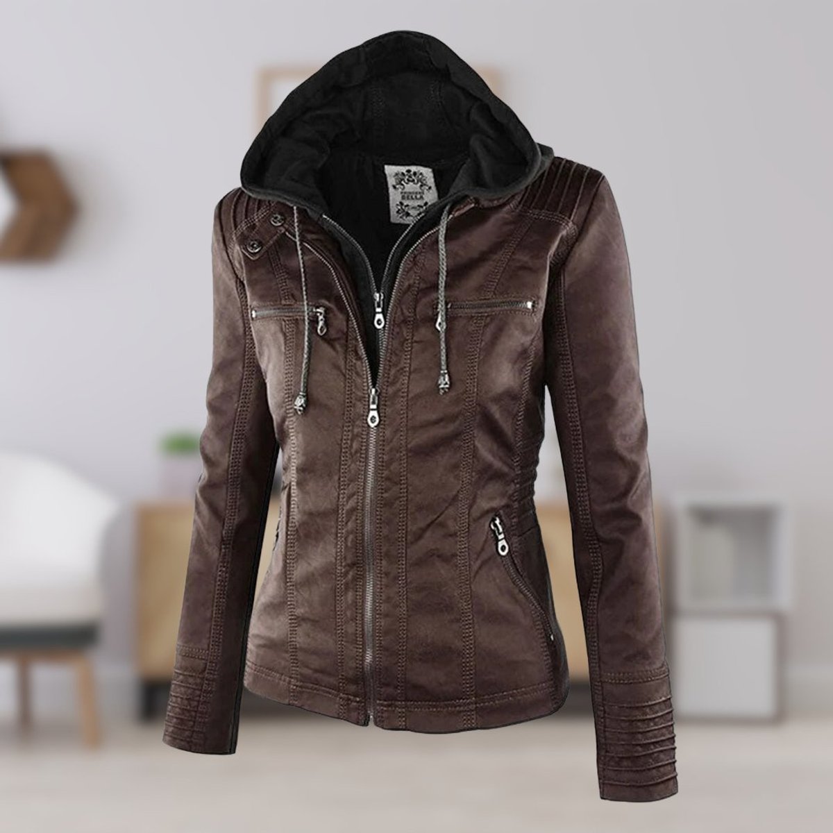Faye | Mulher Jaqueta com Capuz e Zíper Slim Fit