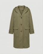 Liora | Mulher Trench Coat Longo Impermeável com Capuz