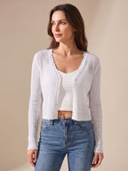 Luna | Mulher Cardigan Tricot Decote V Leve