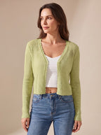 Luna | Mulher Cardigan Tricot Decote V Leve