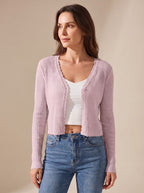 Luna | Mulher Cardigan Tricot Decote V Leve