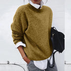 Nina | Mulher Caxemira Blend Pullover Oversized Gola Redonda