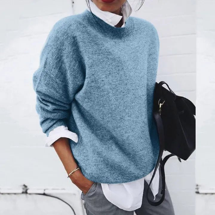 Nina | Mulher Caxemira Blend Pullover Oversized Gola Redonda