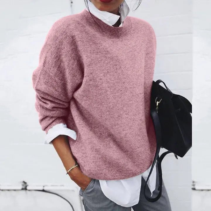 Nina | Mulher Caxemira Blend Pullover Oversized Gola Redonda