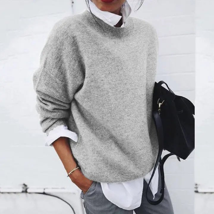 Nina | Mulher Caxemira Blend Pullover Oversized Gola Redonda