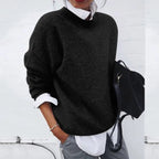 Nina | Mulher Caxemira Blend Pullover Oversized Gola Redonda