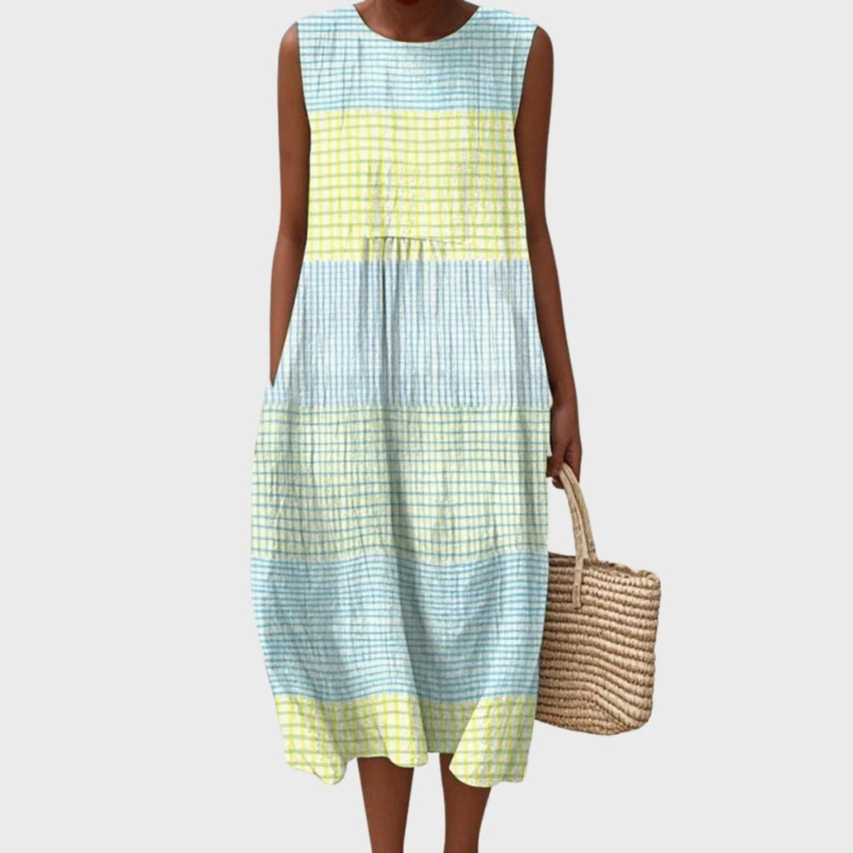 Nora | Mulher Linho Vestido Midi Sem Mangas Relaxed