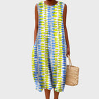 Nora | Mulher Linho Vestido Midi Sem Mangas Relaxed