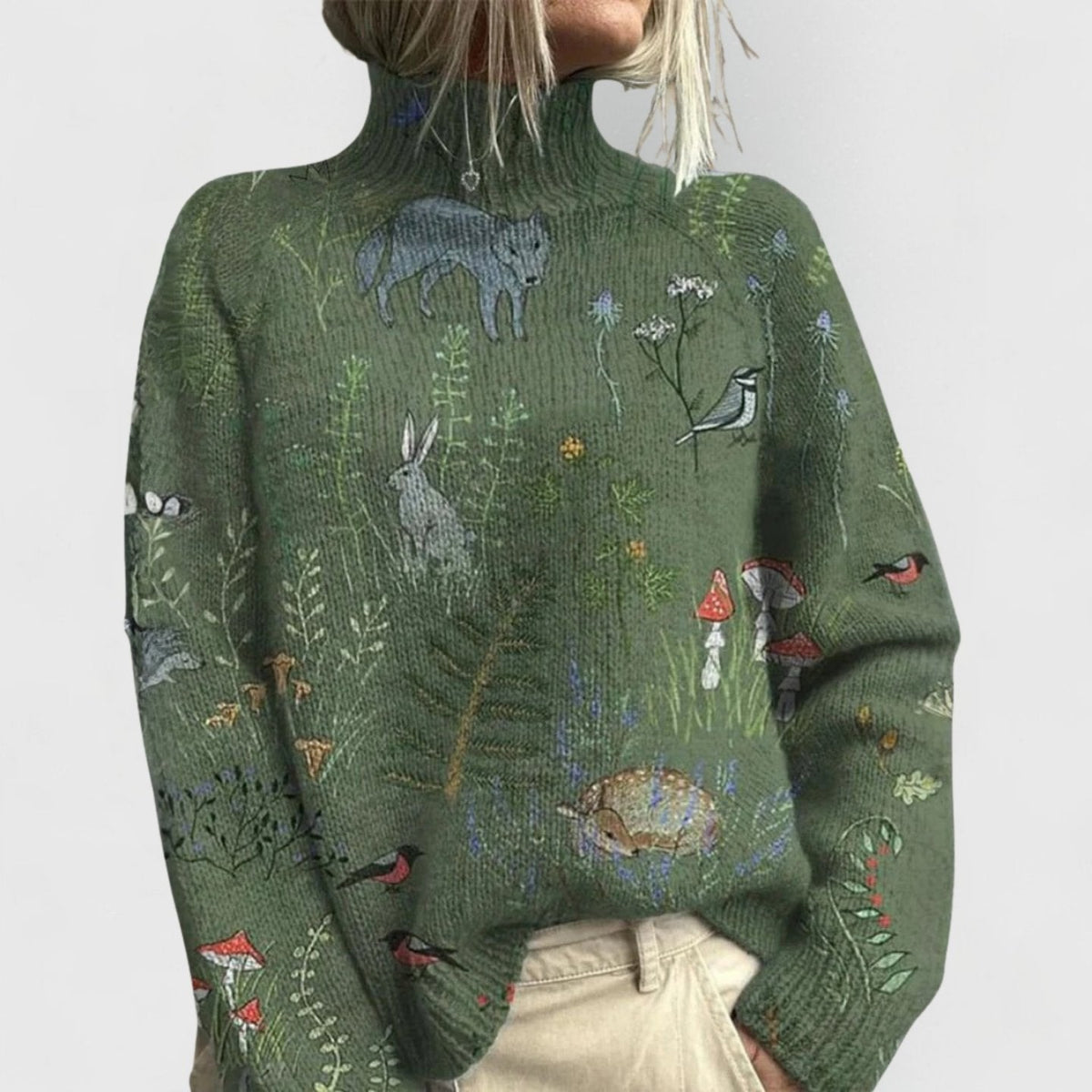 Sabine | Camisola Gola Alta Floral Relaxed Fit para Mulher