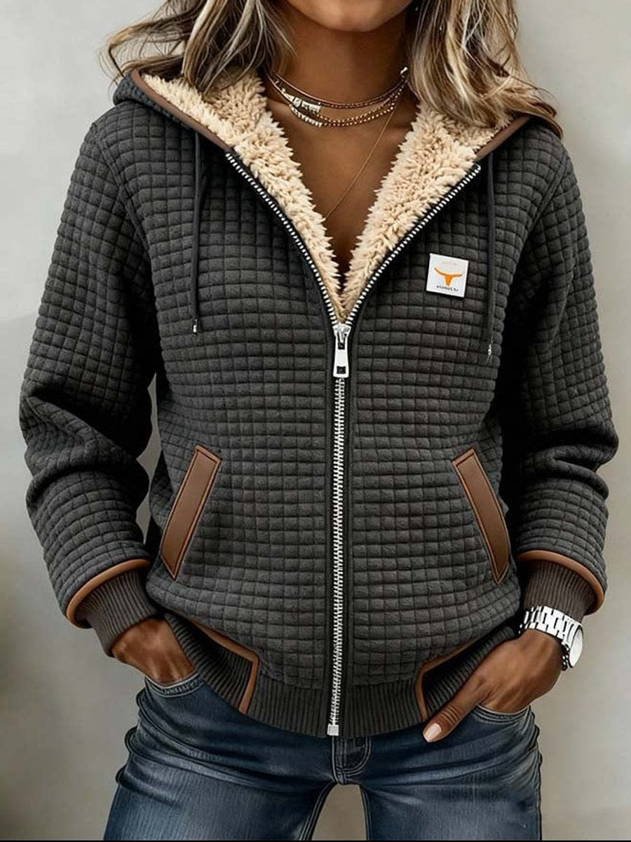 Della | Mulher Jaqueta Matelassê Forro Fleece com Zíper