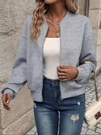 Nina | Mulher Bomber Jacket Acolchoada com Fecho de Correr