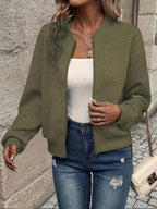 Nina | Mulher Bomber Jacket Acolchoada com Fecho de Correr
