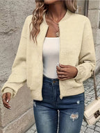 Nina | Mulher Bomber Jacket Acolchoada com Fecho de Correr