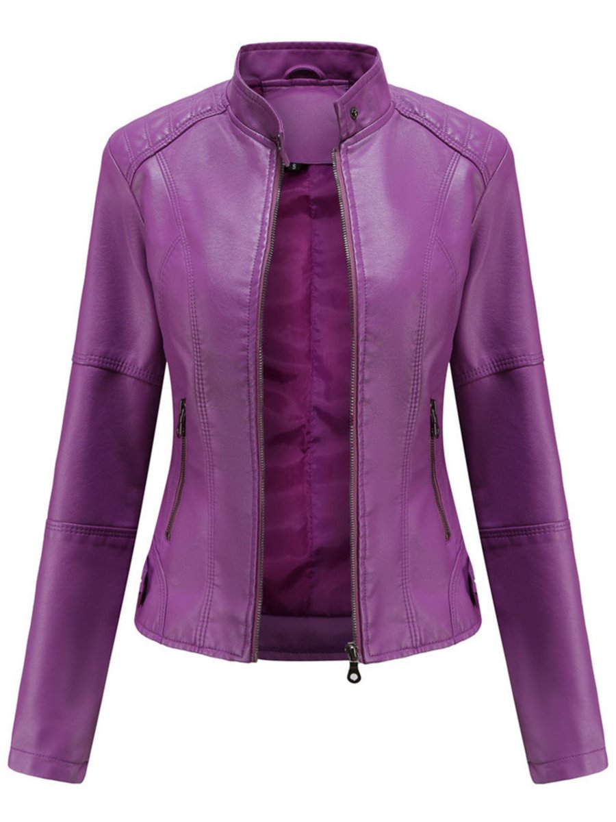 Seraphina | Jaqueta Feminina Biker com Zíper Gola Alta