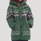 Dahlia | Mulher Tricot Casaco Capuz Fair Isle Regular Fit