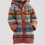 Dahlia | Mulher Tricot Casaco Capuz Fair Isle Regular Fit