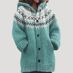 Dahlia | Mulher Tricot Casaco Capuz Fair Isle Regular Fit