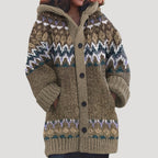 Dahlia | Mulher Tricot Casaco Capuz Fair Isle Regular Fit
