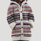 Dahlia | Mulher Tricot Casaco Capuz Fair Isle Regular Fit