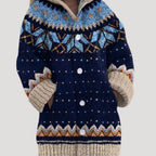 Dahlia | Mulher Tricot Casaco Capuz Fair Isle Regular Fit