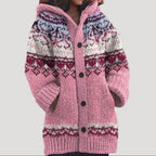 Dahlia | Mulher Tricot Casaco Capuz Fair Isle Regular Fit