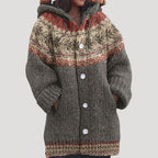 Dahlia | Mulher Tricot Casaco Capuz Fair Isle Regular Fit