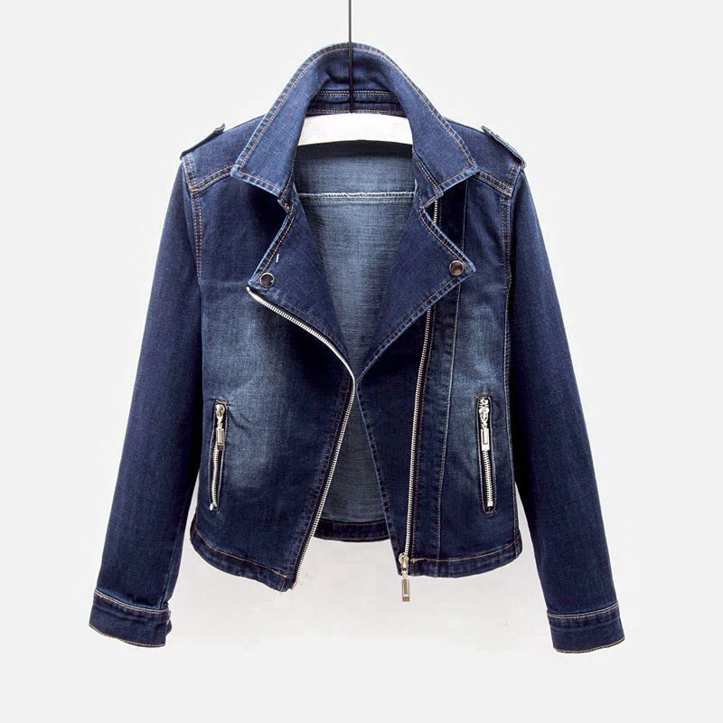 Odette | Jaqueta Jeans Cropped Moto Feminina