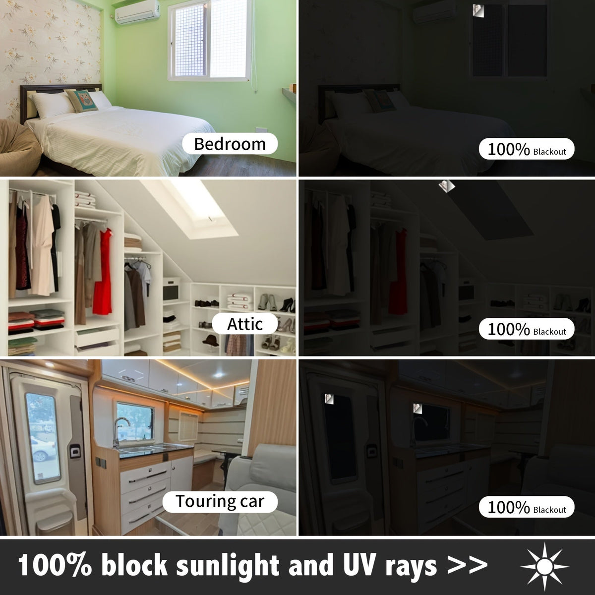 Quinn | Cortinas Blackout Portáteis | Quarto e Sala | Poliéster sem Fios