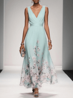 Inez | Vestido Floral Convidada de Casamento Decote V