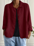Perla | Mulher Cardigan Camisa Algodão Linho