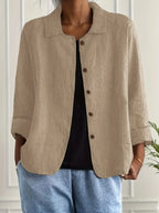 Perla | Mulher Cardigan Camisa Algodão Linho