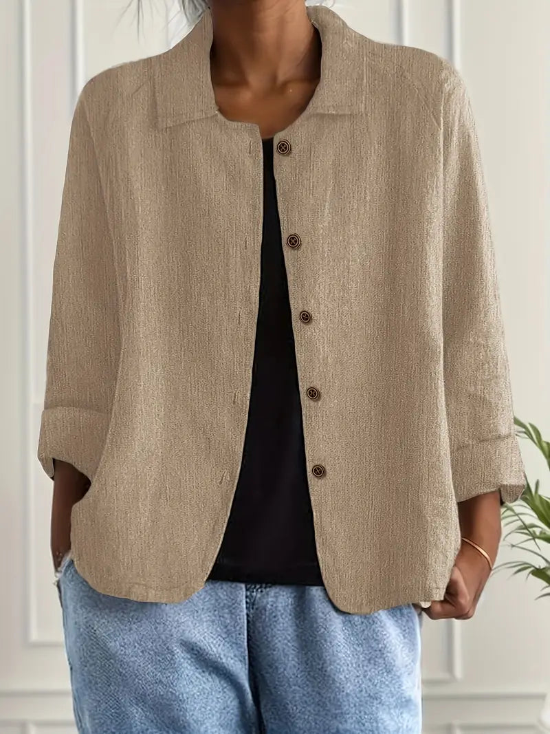 Perla | Mulher Cardigan Camisa Algodão Linho