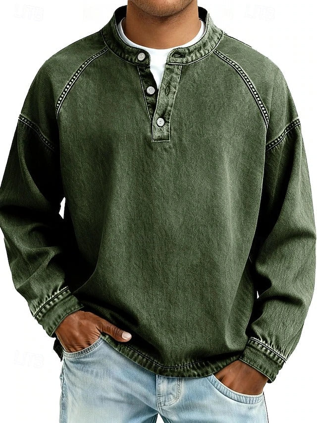 Ottavia | Camisa Henley Masculina Relaxada Vintage