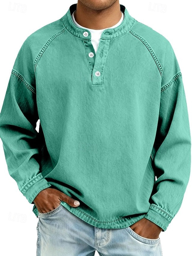 Ottavia | Camisa Henley Masculina Relaxada Vintage