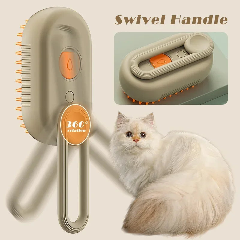 Freya | Escova a Vapor 3 em 1 para Pets | Massagem, Antipelos e Spray | Durável