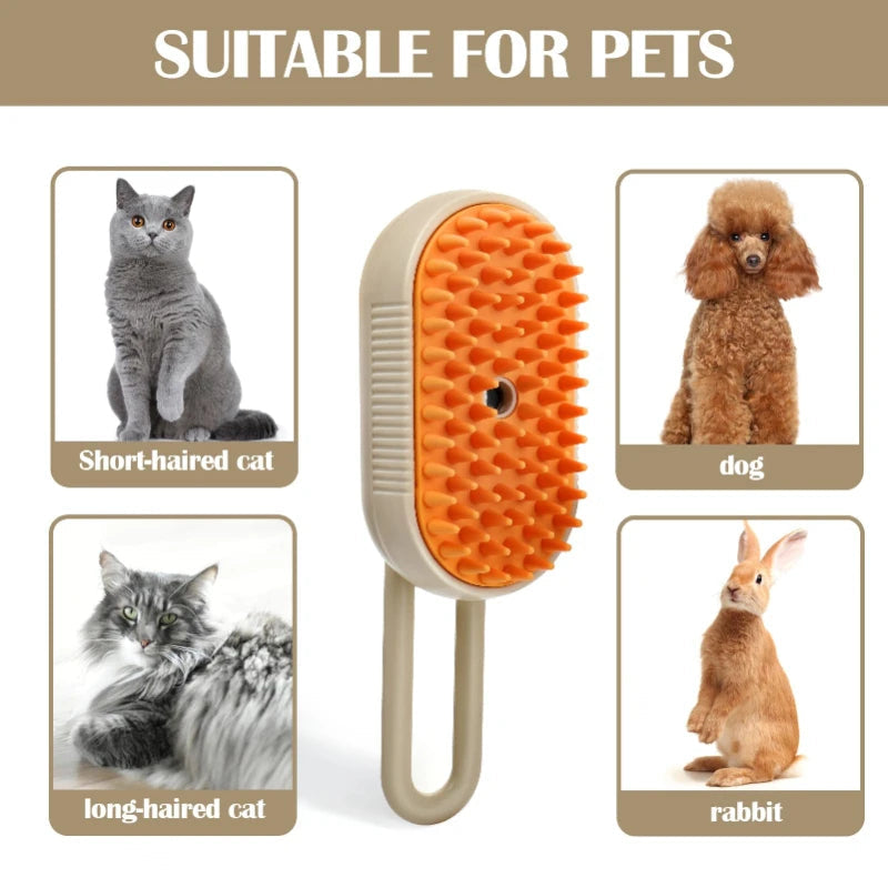 Freya | Escova a Vapor 3 em 1 para Pets | Massagem, Antipelos e Spray | Durável